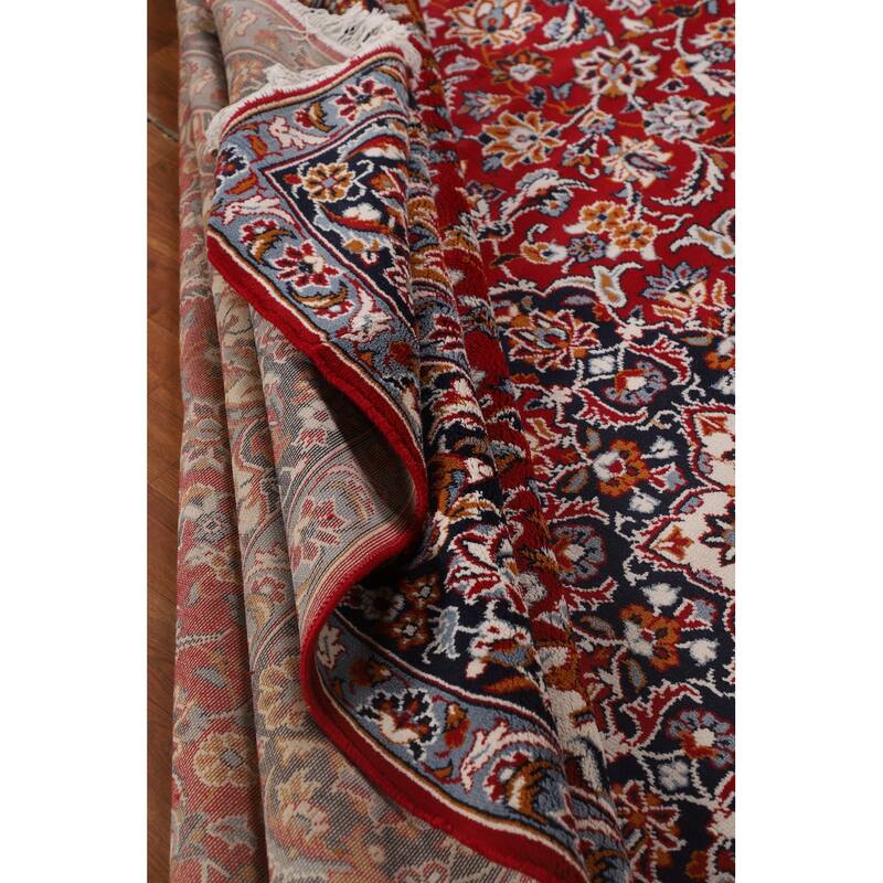 Traditional Kashan Turkish Rug Machine-Made Bedroom Red Carpet - 9'9" x 12'10"