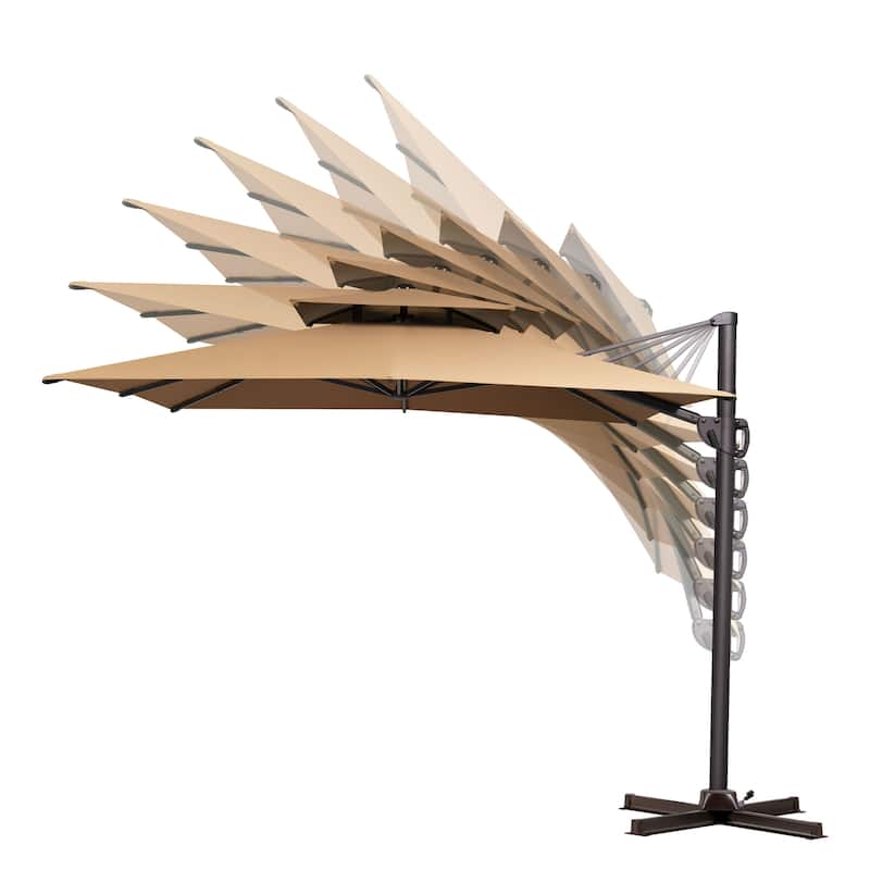 Outdoor 9x11FT Patio Umbrella Cantilever Offset with Dual Top