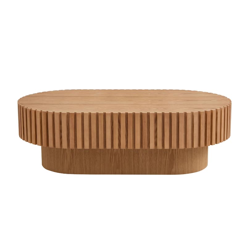 GDF Studio - Montville Modern Oval Wood Drum Coffee Table