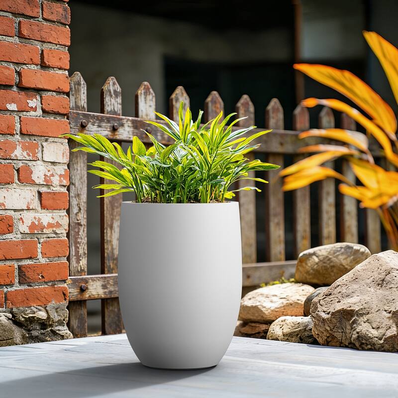 Concrete Tall Round Planter / Pot with Drainage Holes