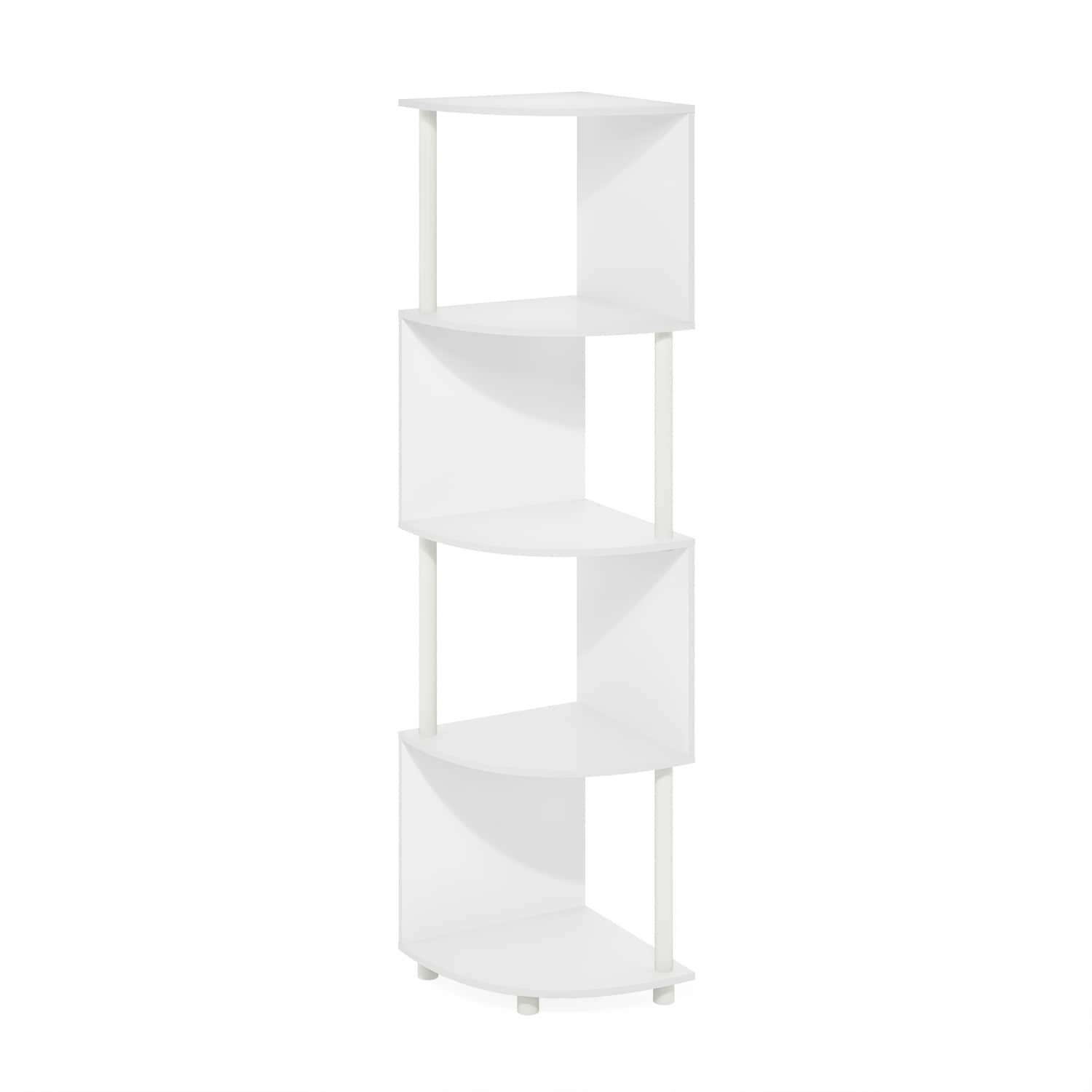 57.72 in. Tall White Wood 4-Shelf Bookcase