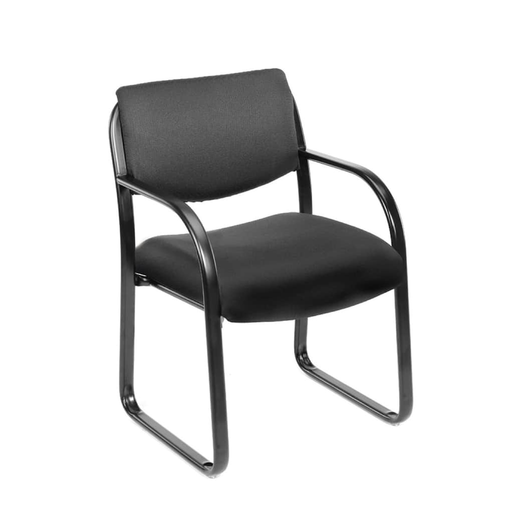 Kris Guest Armchair with Sled Base, Steel, Black Performance Polyester