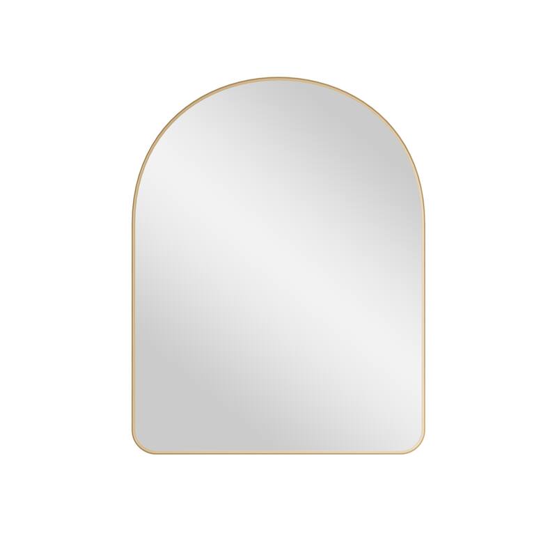 24 in./28 in. W x 36 in. H Bathroom Wall Mounted Arched Anodized Aluminum Framed Mirror