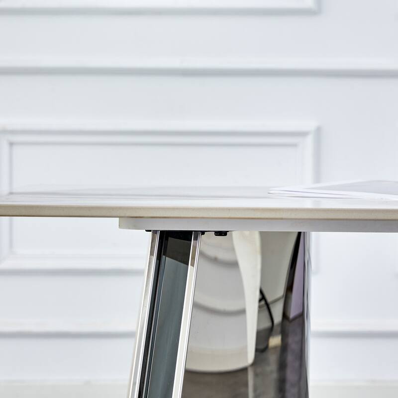 Dining Room Dining Table with Stainless Steel Butterfly Legs Office Table Accent Table Computer Table