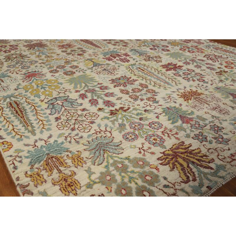 Hand Knotted Oriental 100% Wool Carpet Traditional All-Over Beige & Ivories Ziegler Area Rug - 7' 8'' X 5' 7''