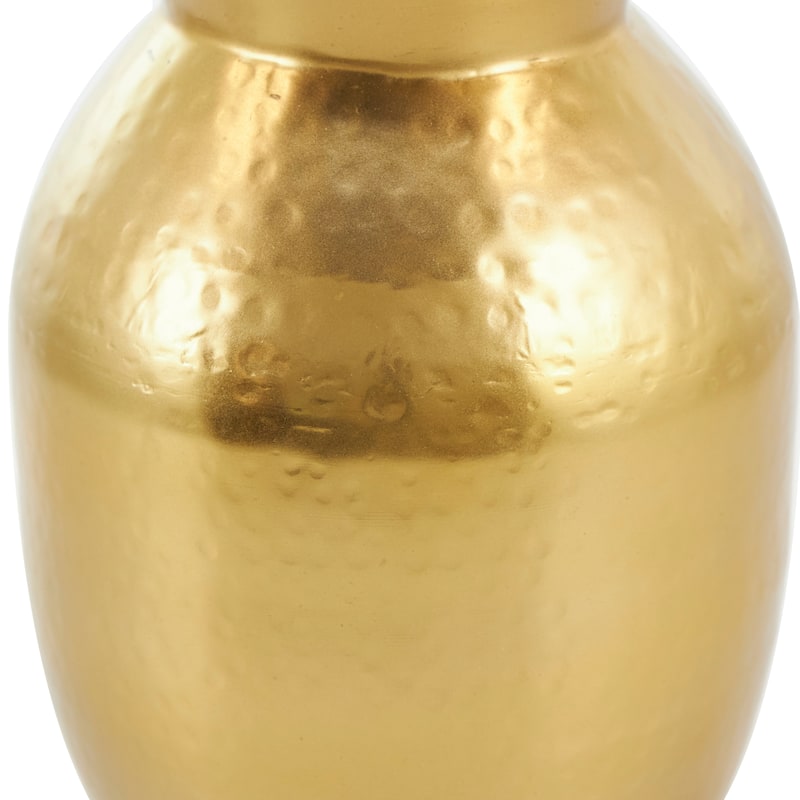 Gold Metal Hammered Spotted Decorative Vase