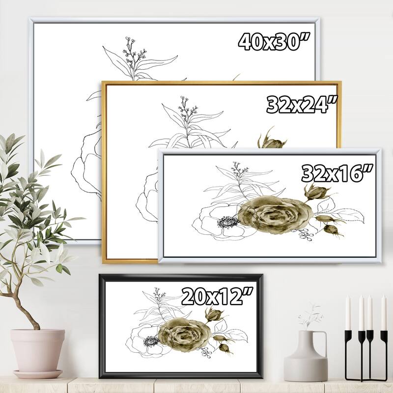 Designart "Anemone Bouquet Flower With Eucalyptus Branches I