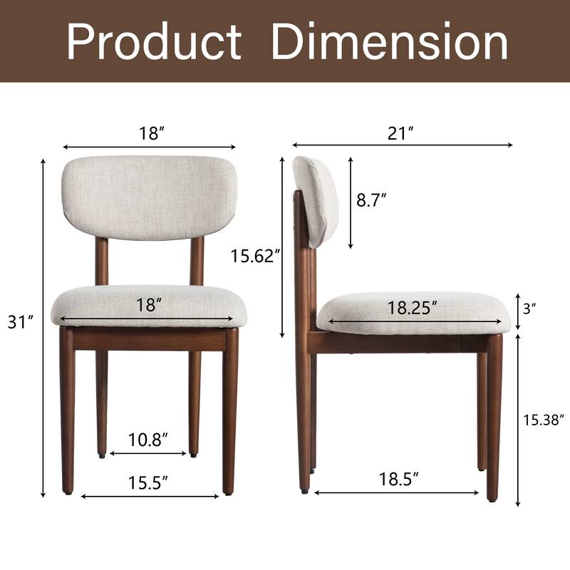 Modern Upholstered Dining Chair with Solid Wood Legs Side Chair for Kitchen Dining Room Living Room (Set of 2)