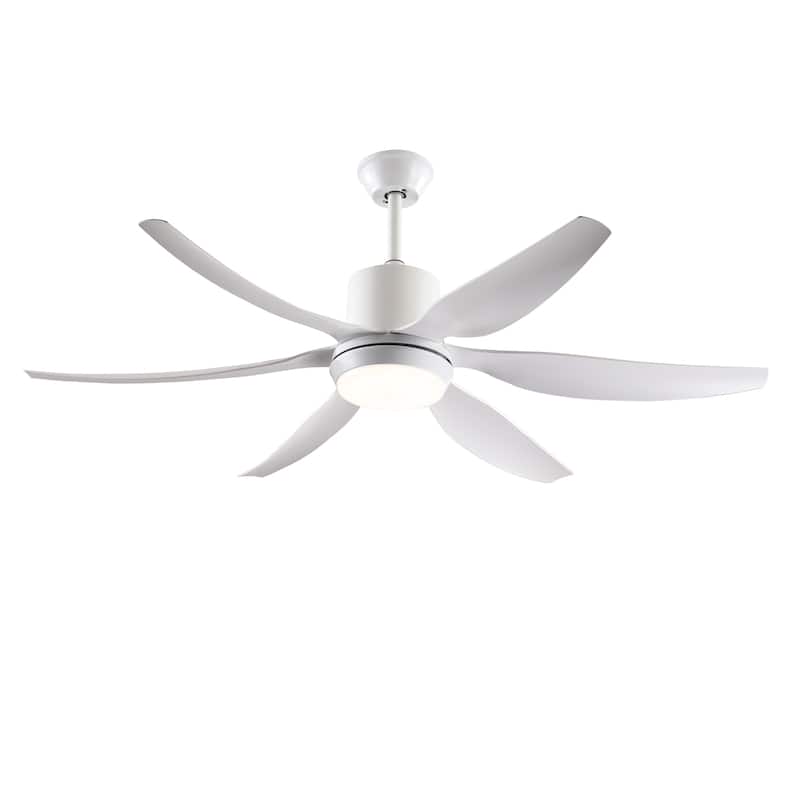 6 PCS ABS Blades 56 Ceiling Fan With Light Kit 3 Color LED Light Source, DC 6 Speed ,Remote Control Ceiling Fan