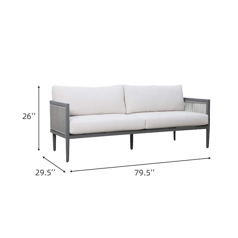 4-Piece Outdoor Patio Deep Seating Set with Gray Cushions