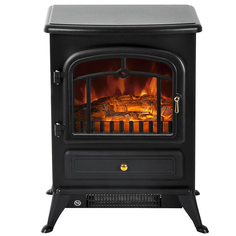 Compact Electric Stove Fireplace, Adjustable Heat, Tip-Over Protection, 216 sq. ft. Coverage - N/A