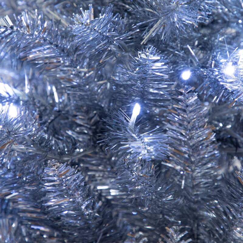 Pre-Lit Tinsel Artificial Christmas Tree - 4' - Cool White LED Lights