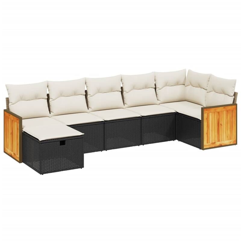 vidaXL Patio Sofa Set with Cushions Outdoor Conversation Furniture Poly Rattan