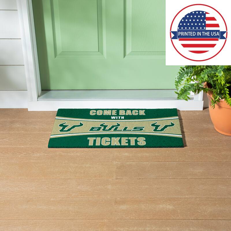 University of South Florida 28 in. x 16 in. PVC "Come Back With Tickets" Trapper Door Mat