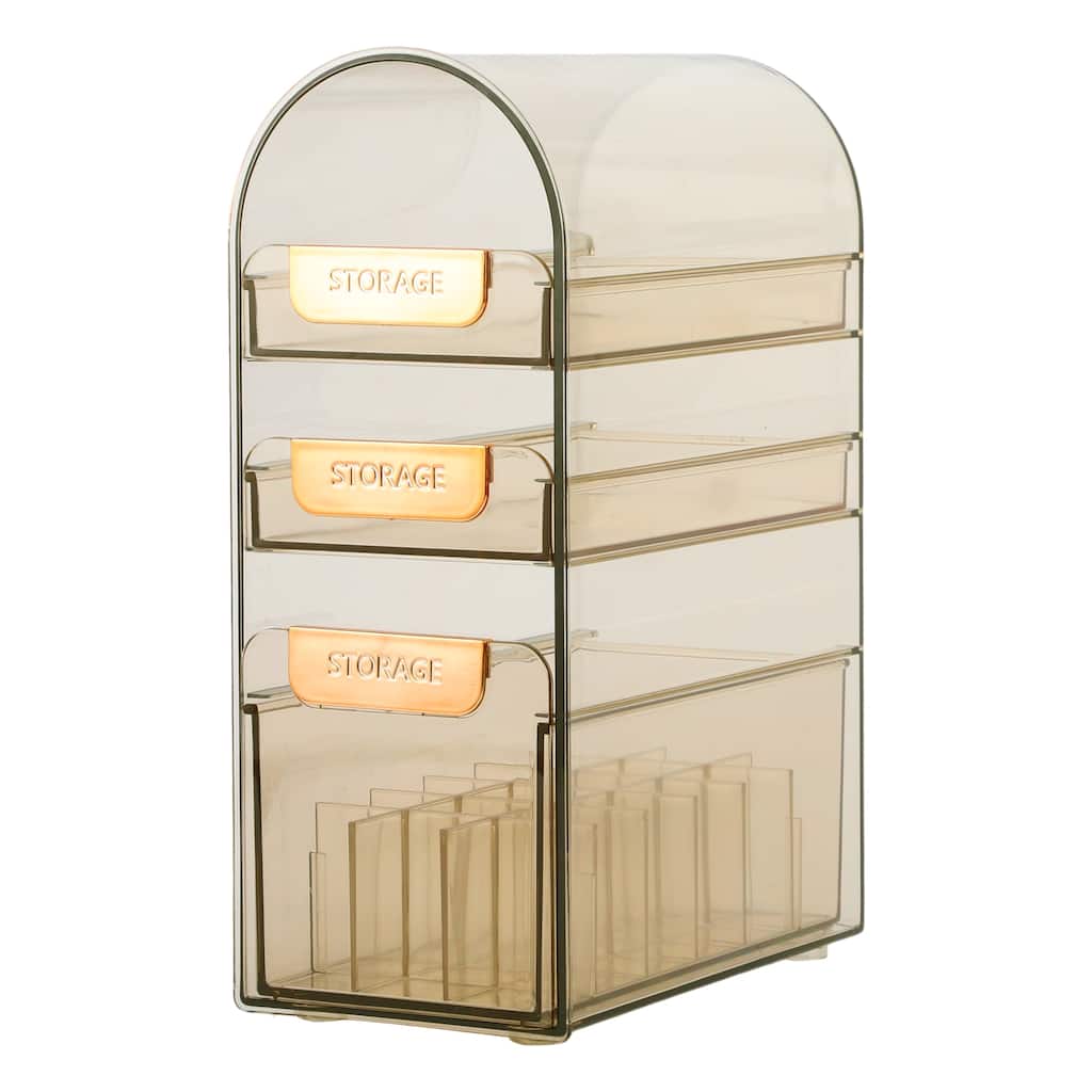 Makeup Organizer Dust-proof Makeup Organizer for Vanity Holder W/ 3 Drawers - Brown - 6.69"x3.94"x9.84"