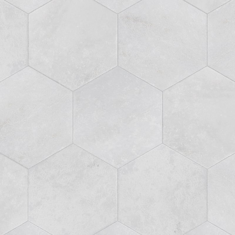 Merola Tile Mazzo Hex White 8-1/2" x 9-3/4" Porcelain Floor and Wall Tile