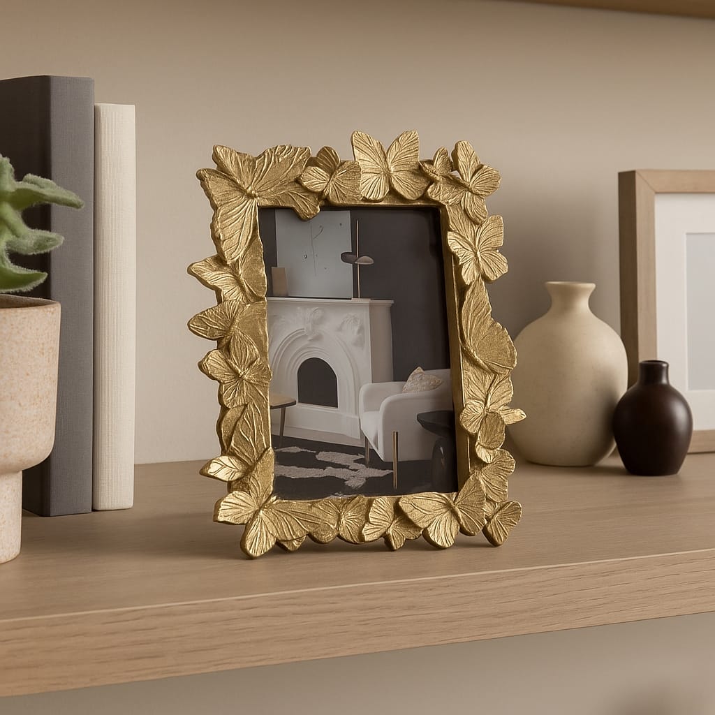 Resin Butterflies Decorative Photo Frame - Gold, 4x6 in.