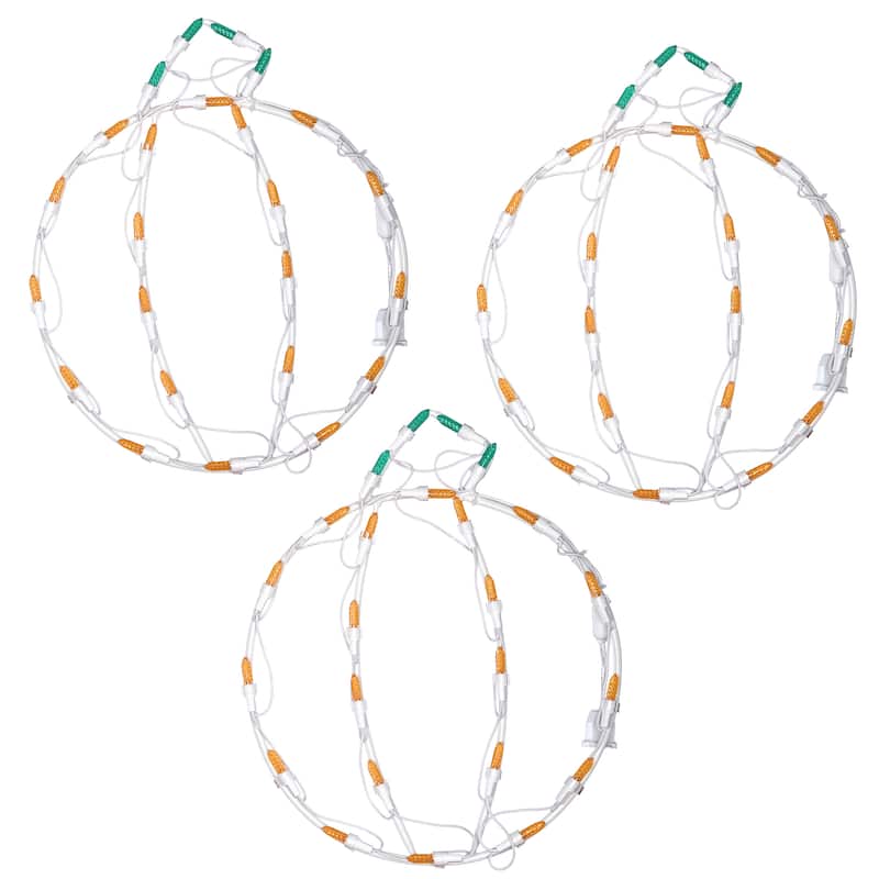 National Tree Company Halloween Lighted Sign Decoration, White, Mini Pumpkin Trio, LED Lights, Plug In, 14 Inches