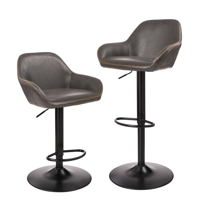 Glitzhome 41"H Round Wood Top High Pub Table with Gaslift Adjustable Swivel Bar Stools Set