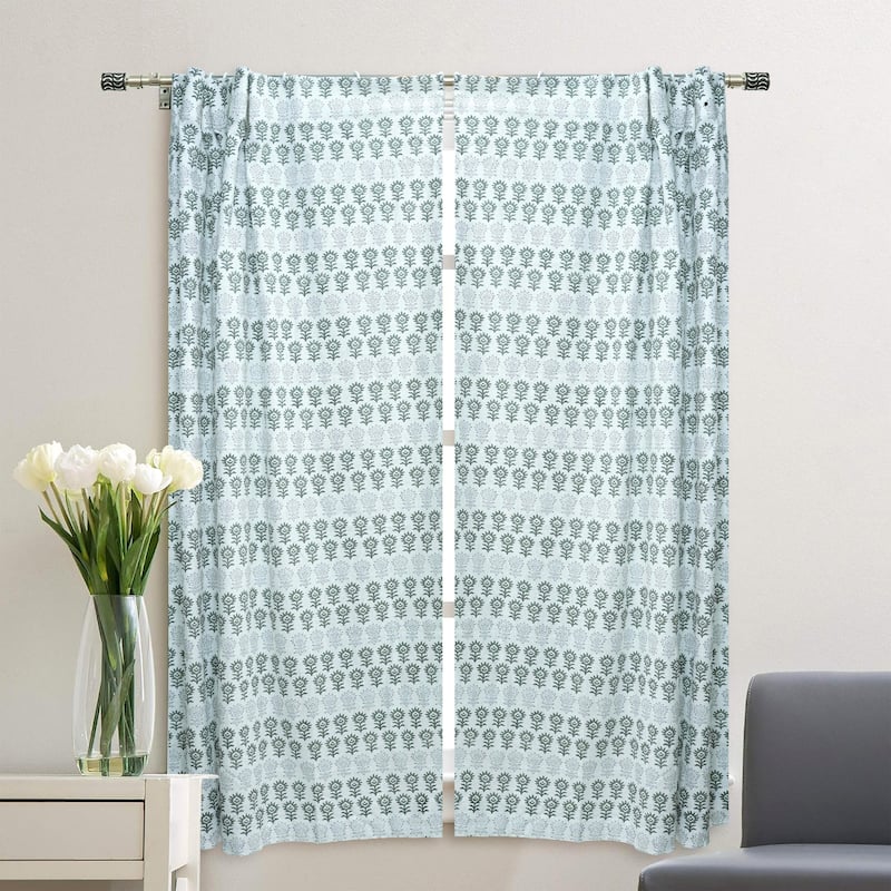 Fabdivine Handmade Block Print Viscose Linen Gift Home Decorative Accent Vintage Curtain or Drape