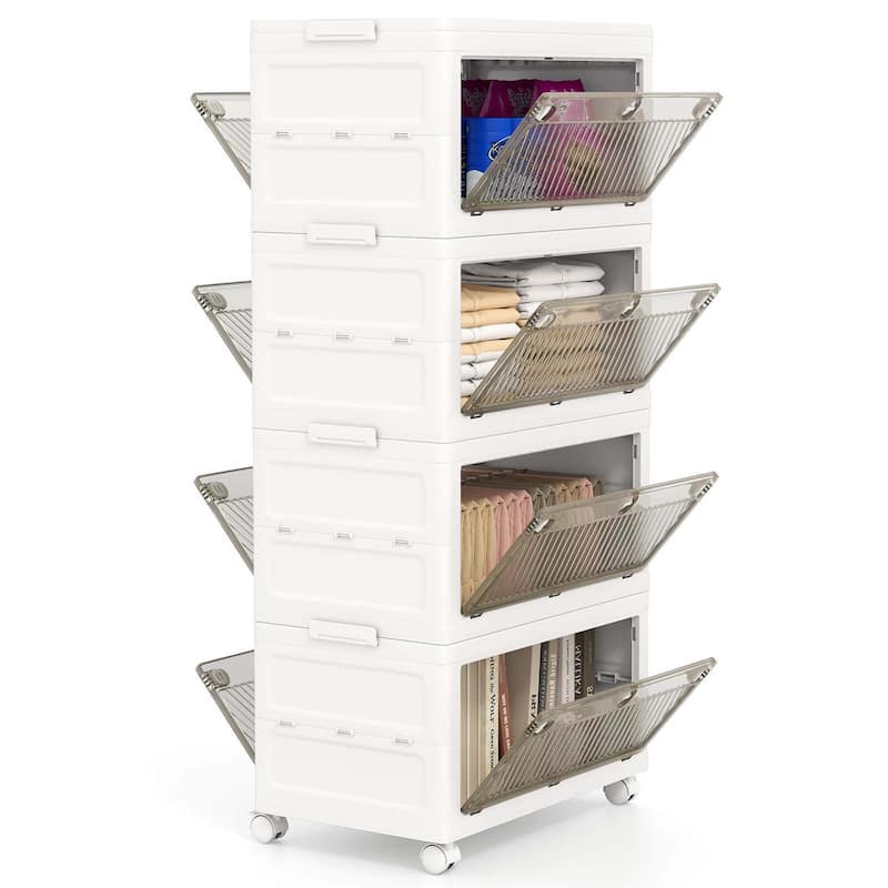 Costway 3/4-Tier Stackable Storage Bins 33-gal Collapsible Storage - 4-Tier
