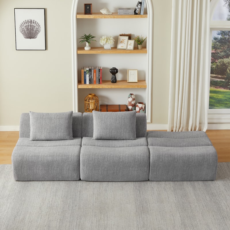 Floor Standing Sectional Sofa Chenille Modular Couch with Pillows