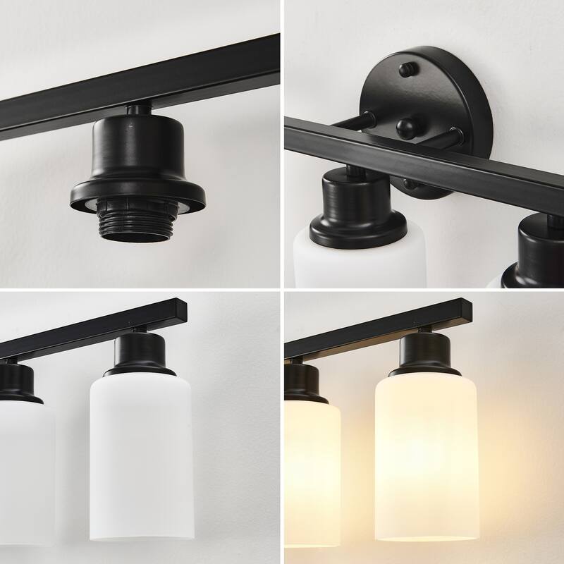 4-Light Matte Black Wall Lamps With White Glass Shades (No Bulbs) Sconce Lighting For Bedroom Living Room