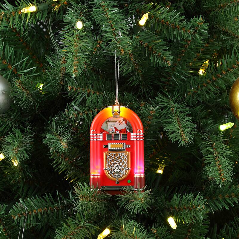 4.9" Retro Jukebox Ornament - Red
