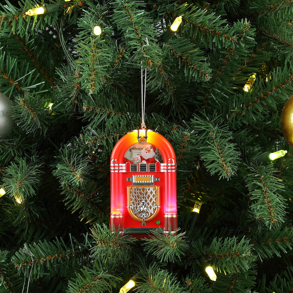 4.9" Retro Jukebox Ornament - Red