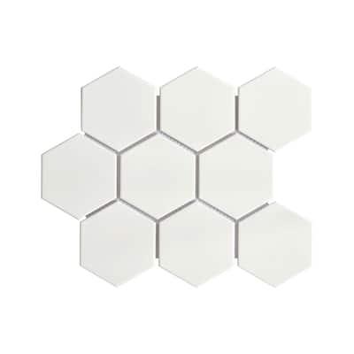 Porcelain Mosaic Tiles - White 4" Hexagon Mosaic Tiles