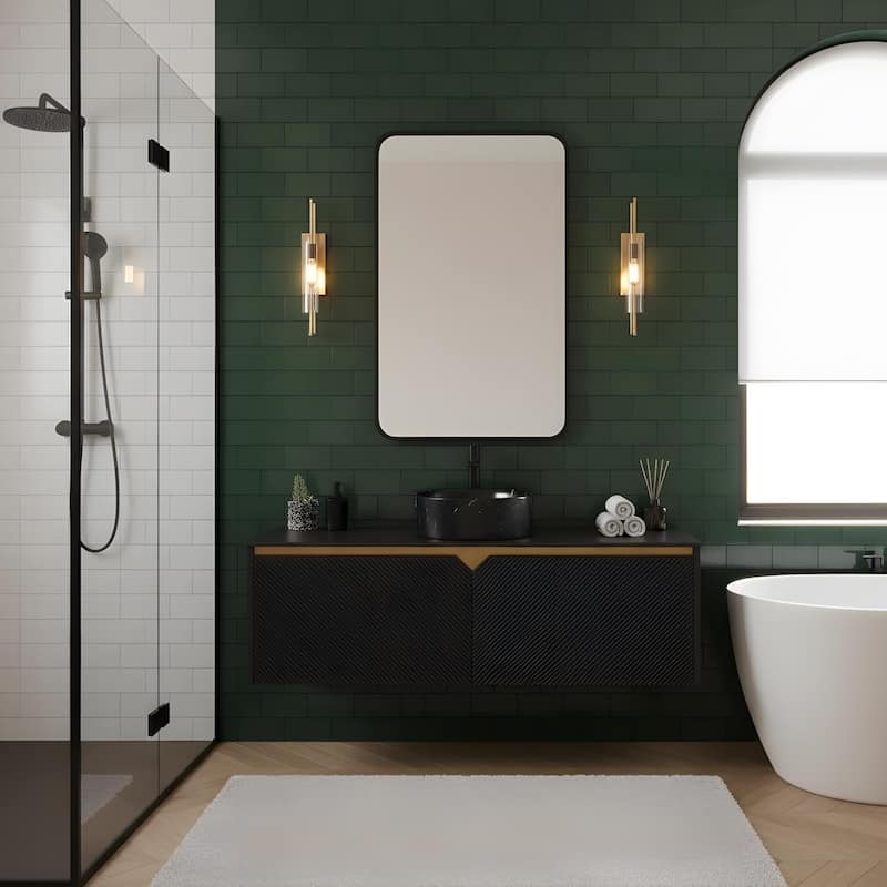 Wall-mounted Bathroom Vanity with Round Vessel Basin