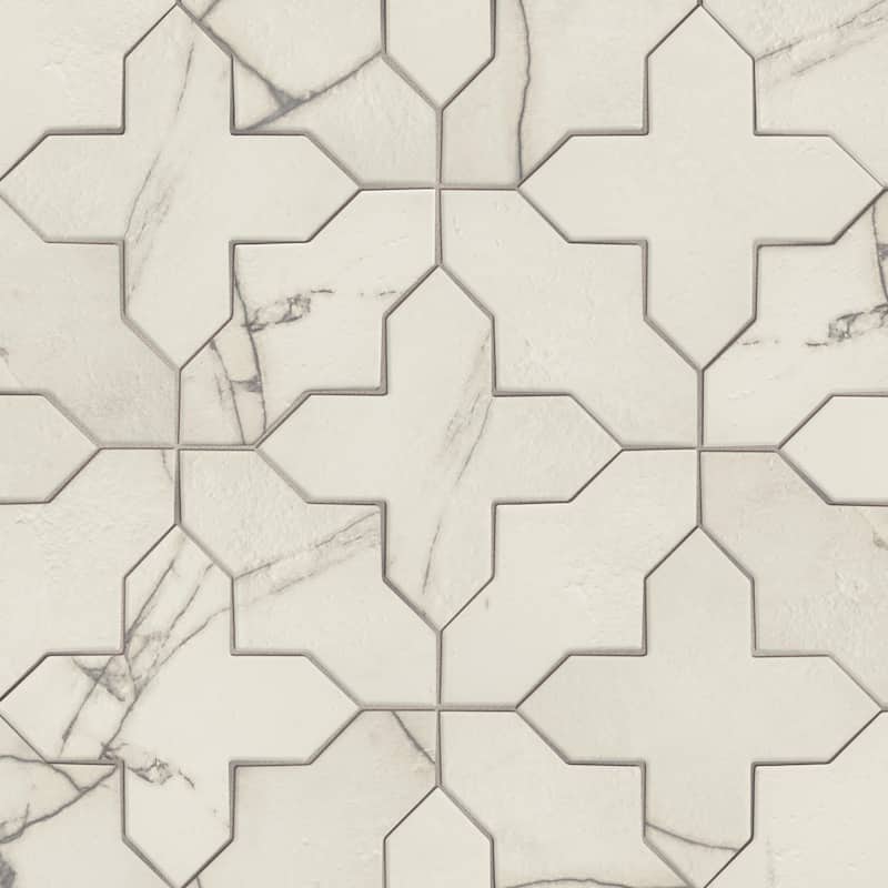 Merola Tile Istanbul Templar Shield Day with Day Cross 8-3/8" x 8-3/8" Porcelain Floor and Wall Tile - Case (36 Tiles)