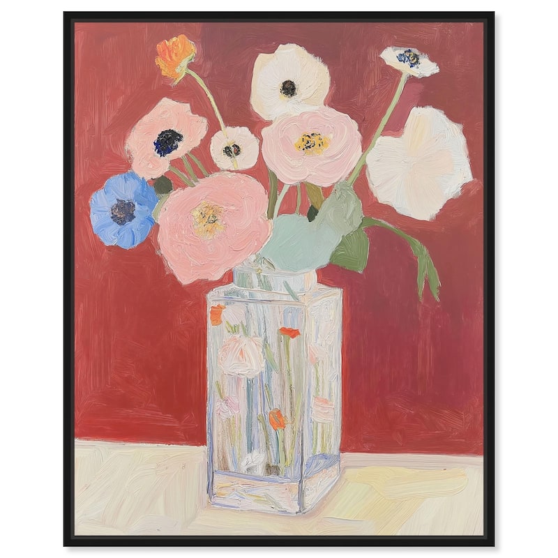 Anemones in a Vase I Canvas by Art Remedy - 20" x 24" - Black