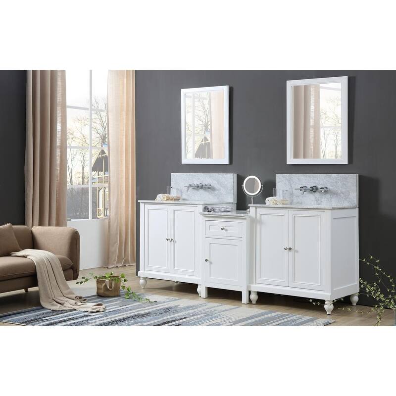 Classic Spa Premium 83 In. Bath and Makeup Hybrid Vanity in White