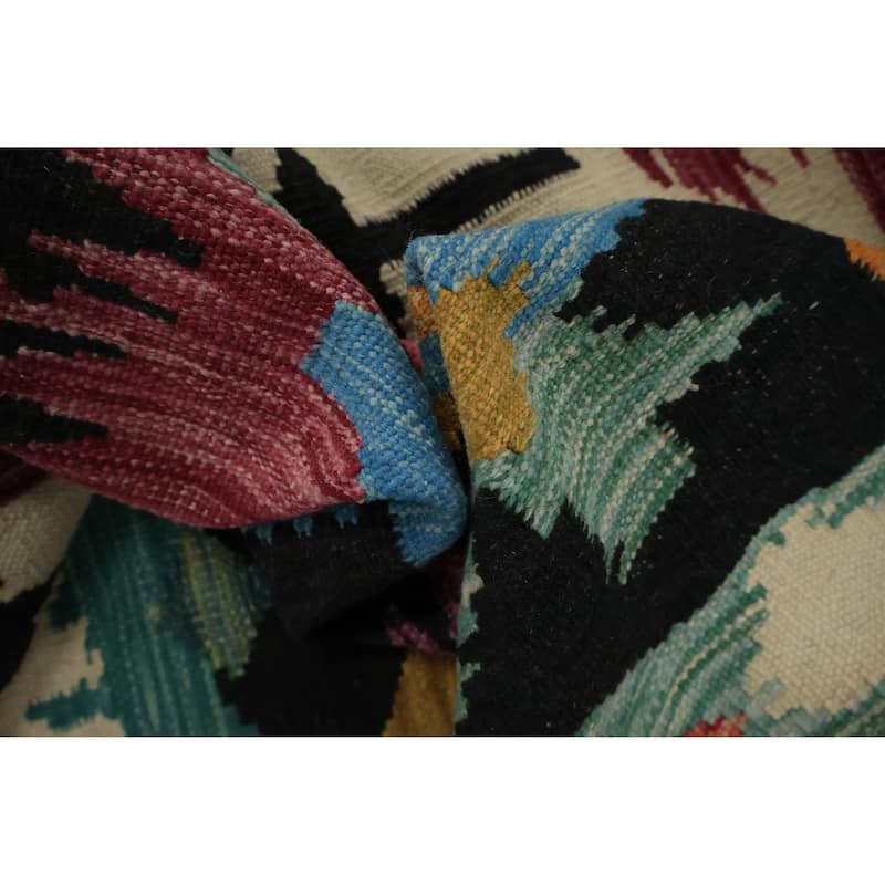 Hand Woven Oriental 100% Wool Carpet Southwestern Tribal Multi-Colored Kilim Area Rug - 8' 6'' X 5' 8''