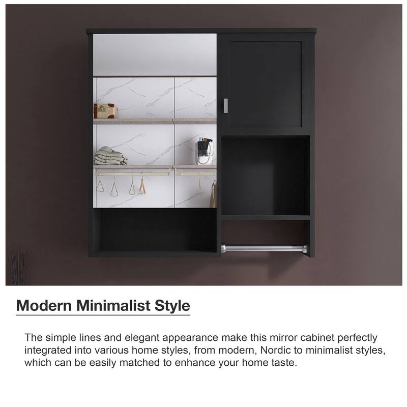 29'' x 28" Rectangular MDF Medicine Cabinet with Mirror