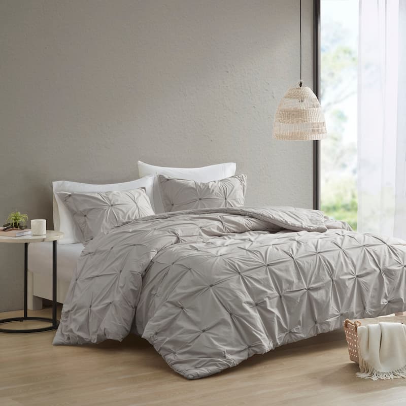 INK+IVY Masie 3 Piece Embroidered Cotton Duvet Cover Set