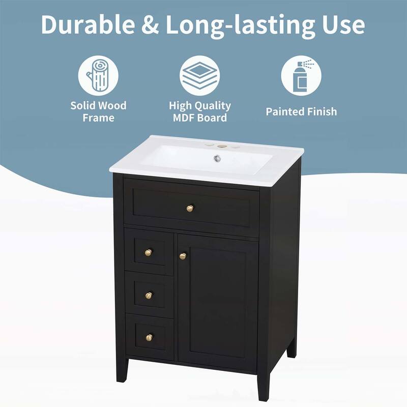 Freestanding Vanity Set with 3 Drawers,Adjustable Shelf