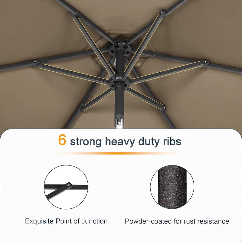 LIVOOSUN 10 x 6.5ft Outdoor Market Patio Umbrella w/Tilt and Crank