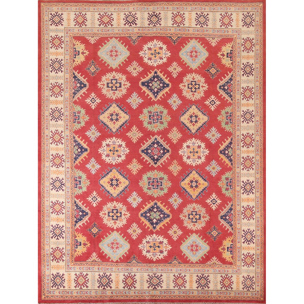 Geometric Kazak Rug Handmade Oriental Wool Carpet - 8'1"x 9'9"