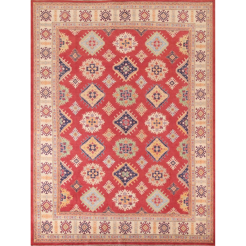 Geometric Kazak Rug Handmade Oriental Wool Carpet - 8'1"x 9'9"
