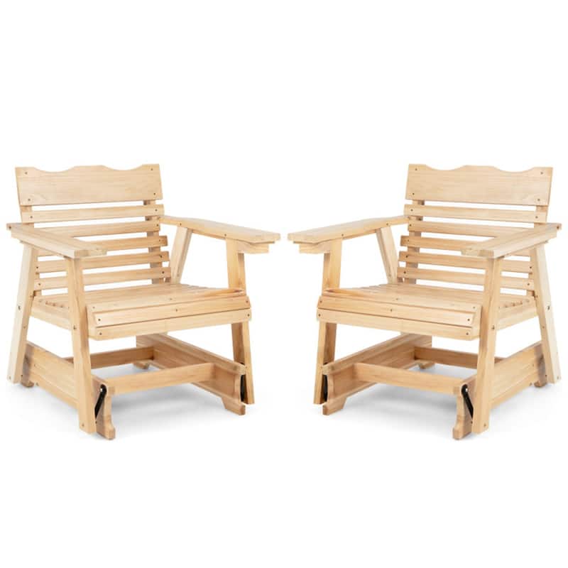 Natural Fir Wood Outdoor Accent Chair with Ergonomic Curved Seat - 31.5" W x 32" D x 34" H