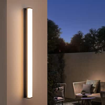 39.3 in. Modern Linear Long Strip LED Wall Sconce Black Outdoor Wall Lights/Flush Mount Patio Lights