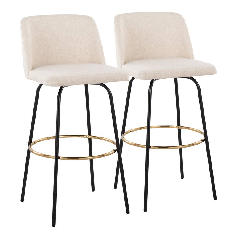 Silver Orchid Vallberga 30" Fixed-Height Bar Stool with Metal Base & Round Gold Footrest (Set of 2)