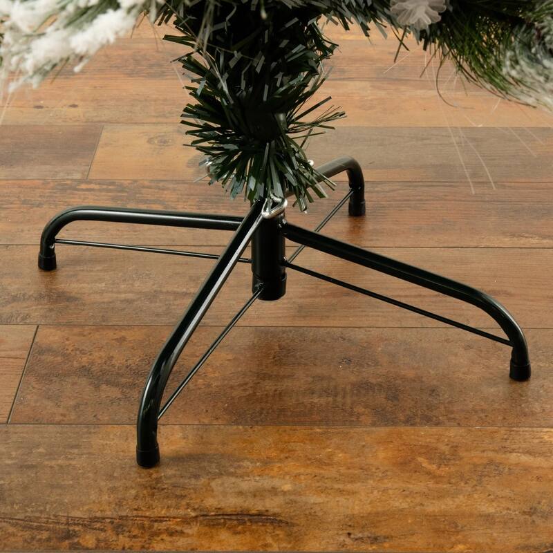 5' Flocked Pre-Lit Fiber Optic Artificial Christmas Tree, White LED Lights - 5 Foot