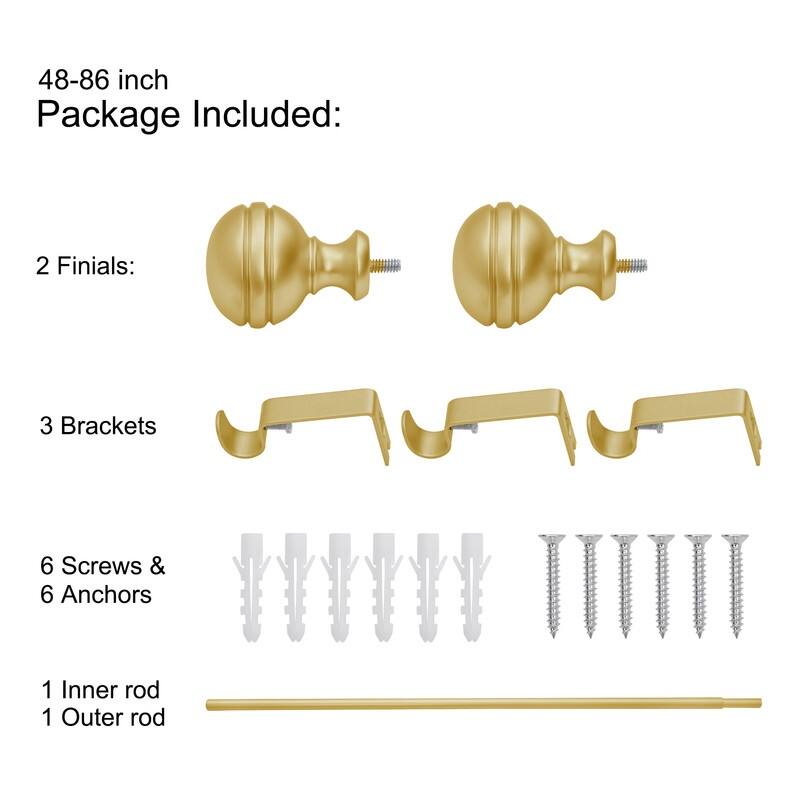 UTOPIA ALLEY 5/8 Inch Curtain Rod - Adjustable Drapery Rods, Bedroom & Living Room Decorative Curtain Rods