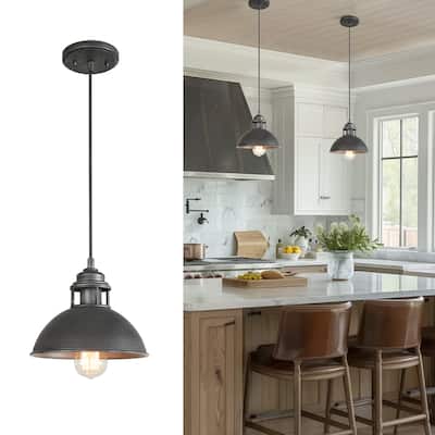 Modern Industrial 1-Light Dome Pendant Metal Kitchen Island Light for Dining Room