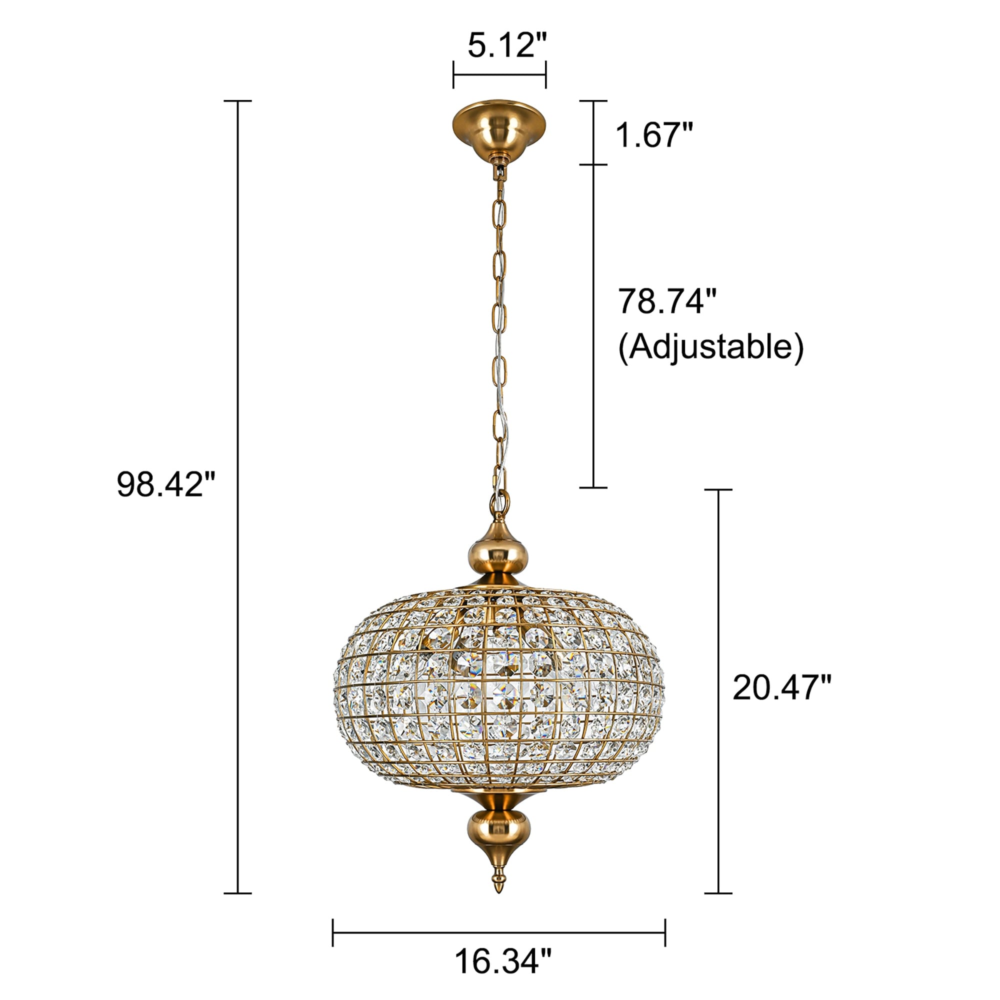 Retro French 4/5-Light Antique Brass Globe Crystal Chandelier for