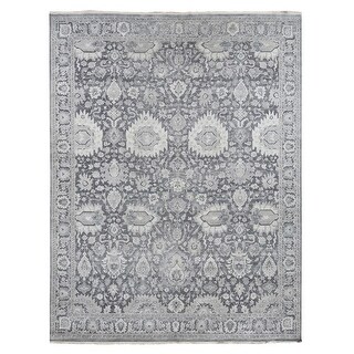 Shahbanu Rugs Anchor Gray, Hand Knotted, Oushak Influence, Silk with ...