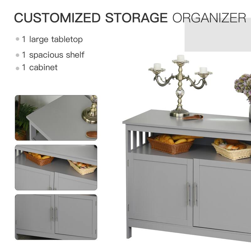HOMCOM Kitchen Console Table, Buffet Sideboard, Wooden Storage Table with 2-Level Cabinet and Open Space